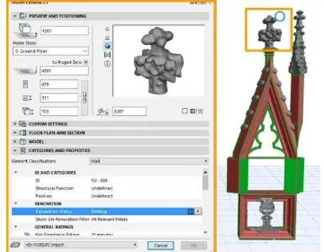 Figure 9. In the Revit workspace, only the blocks modelled with  a linear extrusion in Rhino can be edited and counted the volume