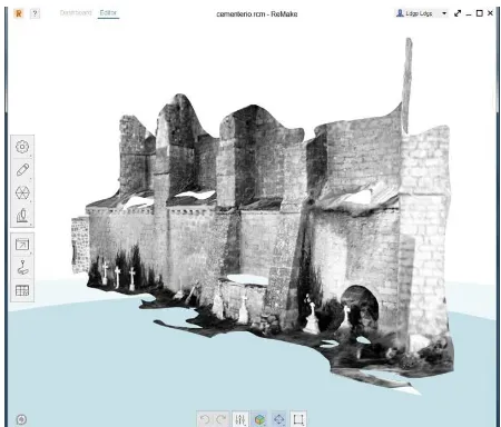 Figure 8. Virtual model from the collection of images of the graveyard, using the software Autodesk Remake®