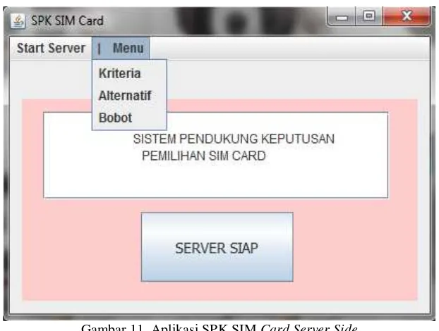 Gambar 11. Aplikasi SPK SIM Card Server Side 