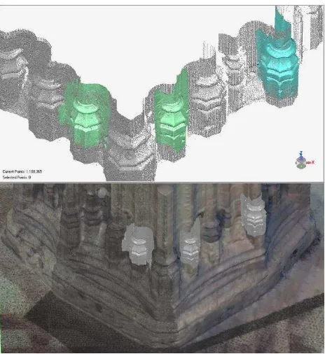 Figure 1. OS mesh placed on TLS point cloud (Church of Santiago) 