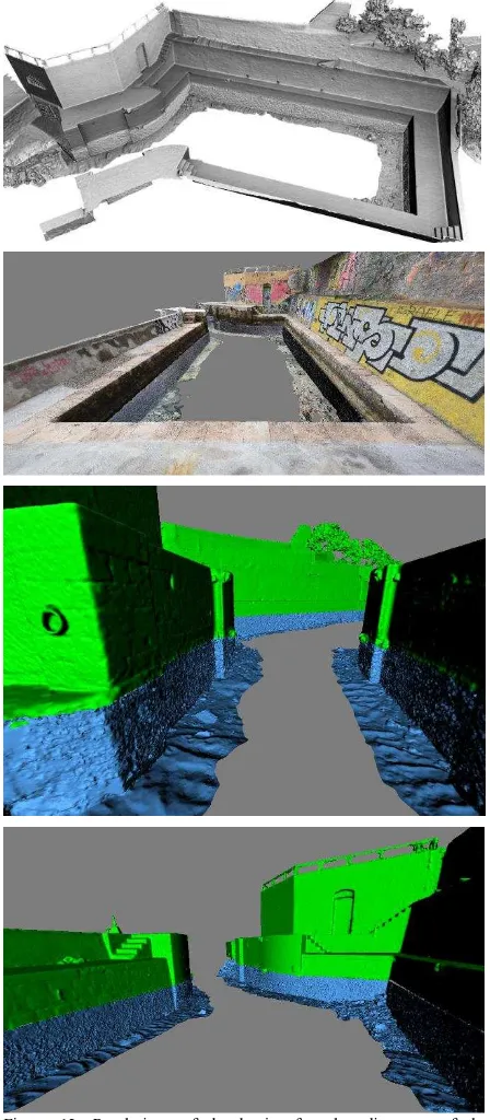 Figure 12. Renderings of the basin after the alignment of the  underwater and above-the-water 3D models