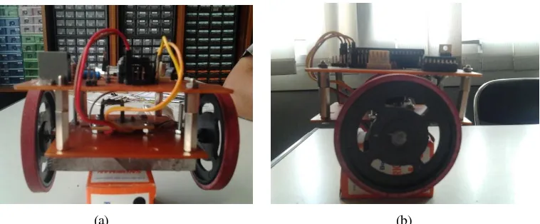 Gambar 12. Prototype Robot Mobil Beroda Dua (a) Tampak Depan (b) Tampak Samping 