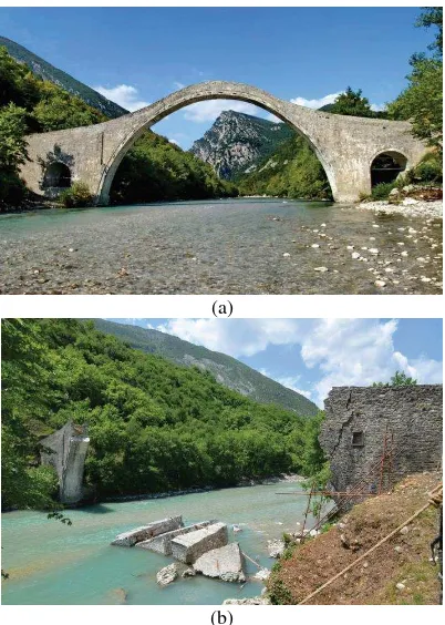 Figure 1. The bridge (a) before and (b) after the collapse. 