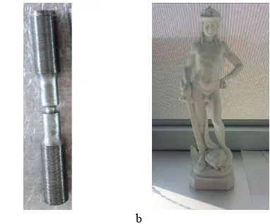 Figure 1. The two test objects: a) the lab specimen; b) the copy of the David of Donatello