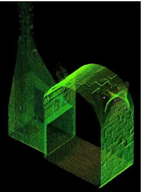 Figure 10. Three-dimensional model of the vault complex. The model was built by composing the sets of data collected with the scanner laser along the field work