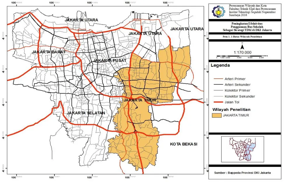 Gambar  1.1 Peta Batas Administrasi  Penelitian  Sumber :Bappeda Provinsi DKI Jak arta 