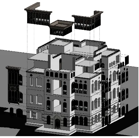 Figure 17. Nasif Historical House JHBIM model after the rendering in Autodesk Revit 2017