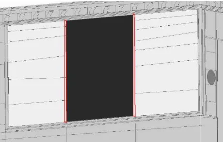 Figure 2: detail of the modelling of the wall and wallcovering. The dark grey represents the wall, the lighter grey the wallcovering