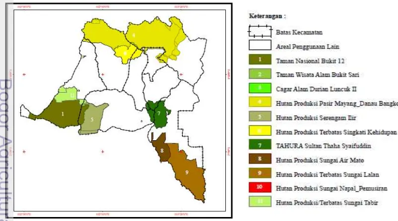 Gambar 9 Peta Kawasan Hutan Kabupaten Batang Hari (Sumber: Dinas 