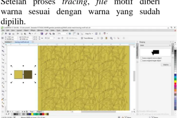Gambar 3. Proses memberi warna pada software CorelDraw  Sumber : Dokumentasi pribadi, 2019 