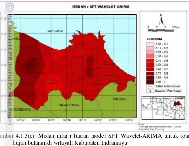 Gambar 4.1.3(c) menunjukkan medan nilai r secara spasial luaran model 