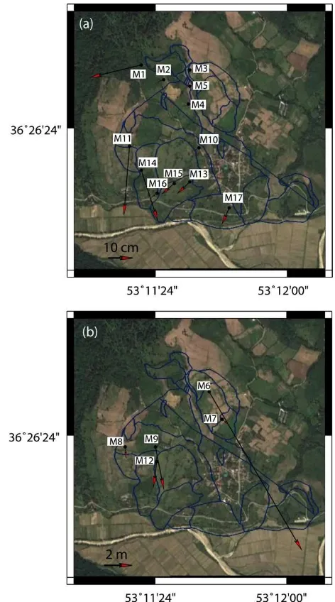 Figure 3: GPS horizontal displacement vectors for a period between 8th of September, 2011 and 7th of May, 2014