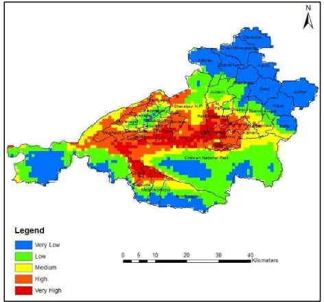 Figure 6. Potential invasion map of Chitwan district 