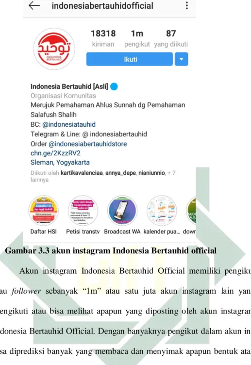 Gambar 3.3 akun instagram Indonesia Bertauhid official 
