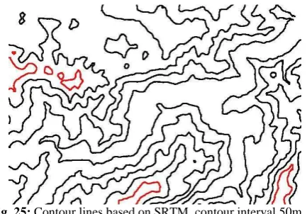 Fig. 25: Contour lines based on SRTM, contour interval 50m 