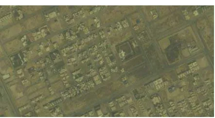 Figure 7: Upper row: GeoEye (left) and Ikonos (right) image. Middle row: Reference label image (red: building; orange: ground, dark: street)