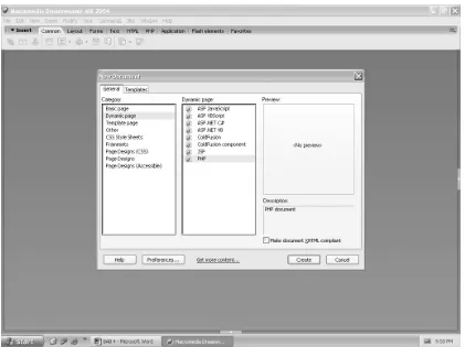 Gambar 4.4 Tampilan Macromedia Dreamweaver MX 2004 