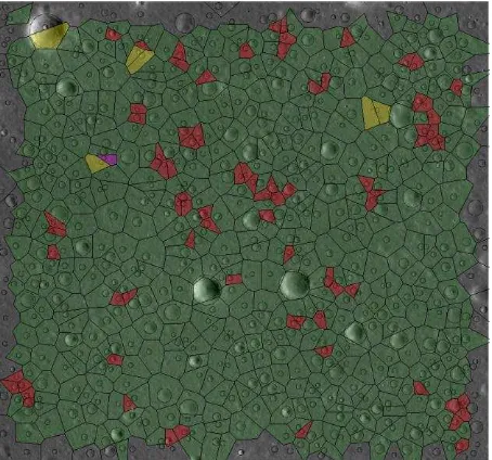 Figure 3. Visualized results of applying SCD algorithm to Kayguya TC image data of the floor of lunar crater Tsiolkovsky