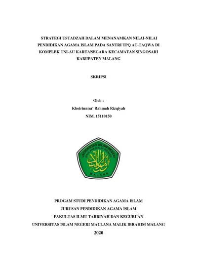 Nilai Nilai Pendidikan Agama Islam Kajian Pustaka