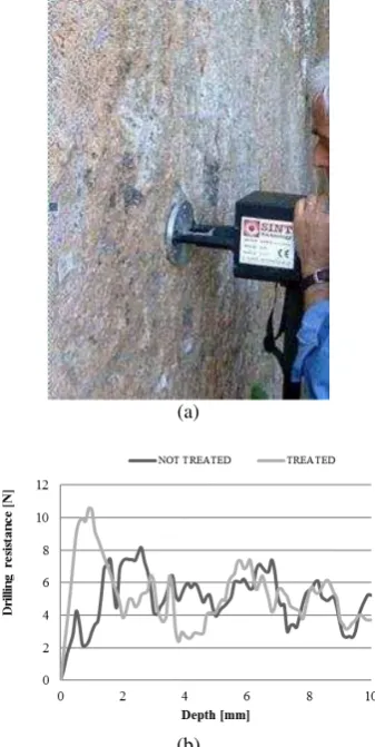 Figure 12. Archaeological Etruscan area of Sovana. (a) Drilling 