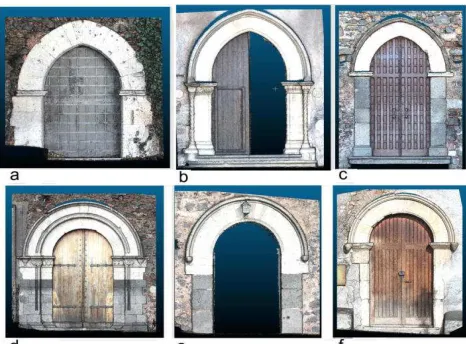 Figure 1. Catalan-Aragonese gothic portal point clouds: a) lateral portal of S. Antonio Abate church (Mascalucia); b) S