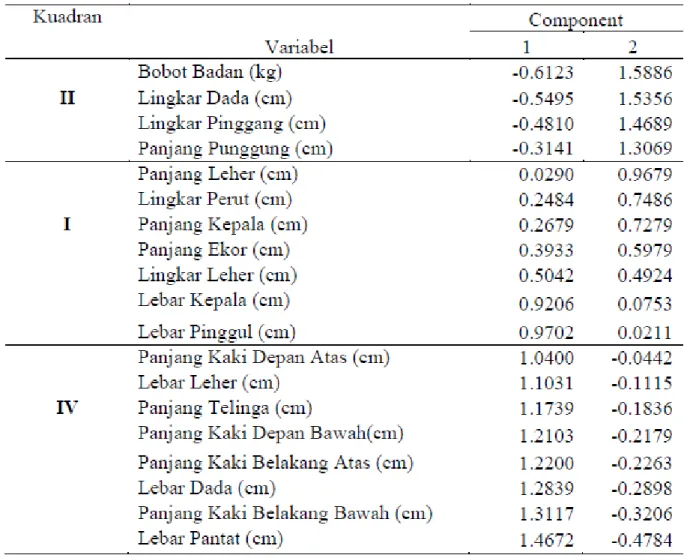 Tabel 2. Koordinat Berdasarkan Pola Matriks Dimensi Tubuh Babi Bali  