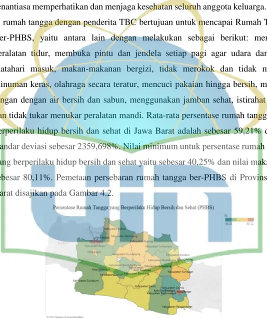 Gambar 4. 2 Persebaran Rumah Tangga ber-PHBS di Provinsi Jawa Barat  Tahun 2018 