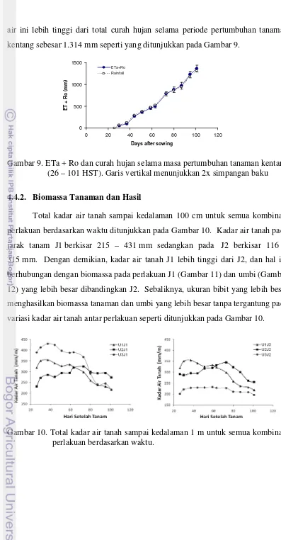 Gambar 9. ETa + Ro dan curah hujan selama masa pertumbuhan tanaman kentang 