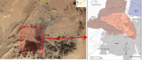 Figure (2-3) Site plan of Palmyra and the modern city GIS/ 2016 & the Site of Palmyra  
