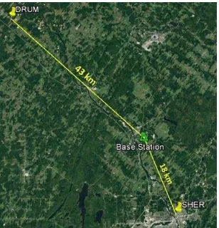 Figure 4: Base Station Location Relative to Cansel Permanent  Tracking GNSS Stations 