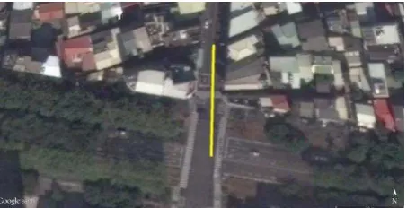 Figure 3. The trajectory of testing data (from Google Earth) Yellow line represents the trajectory of MMS