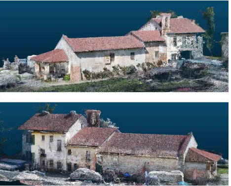 Figure 10 Two view of the achieved dense point cloud of the San Giuliano Church 