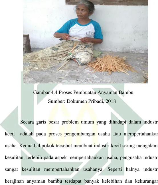 Gambar 4.4 Proses Pembuatan Anyaman Bambu  Sumber: Dokumen Pribadi, 2018 