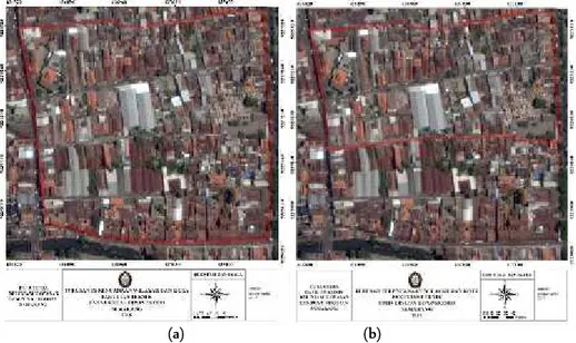 Gambar 2. (a) Deliniasi Kampung Pekojan Semarang (b) Hasil Analisis Deliniasi Kampung Pekojan Semarang