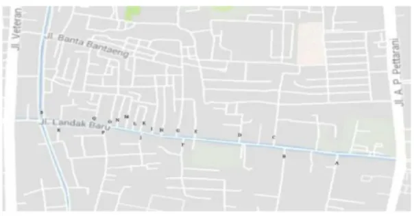 Gambar 1: Peta Jalan Andi Djemma , 2017  Sumber : Google Maps Satelit 