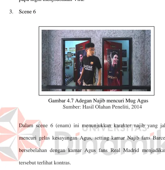 Gambar 4.7 Adegan Najib mencuri Mug Agus  Sumber: Hasil Olahan Peneliti, 2014 