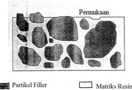 Gambar 2: Partikel filler menonjol keluar permukaan tambalan. 