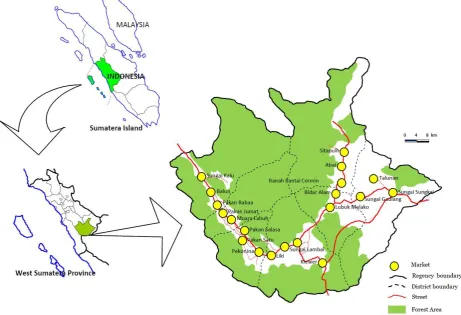 Fig 1: Distribution of markets in Solok Selatan Regency 