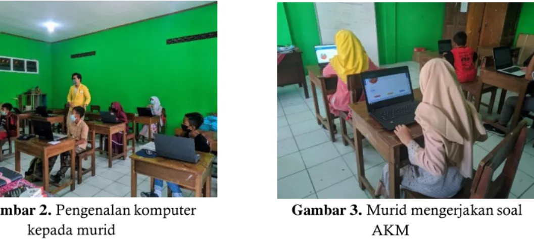 Gambar 2. Pengenalan komputer  kepada murid 