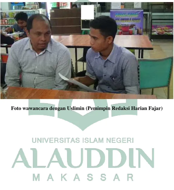 Foto wawancara dengan Uslimin (Pemimpin Redaksi Harian Fajar)