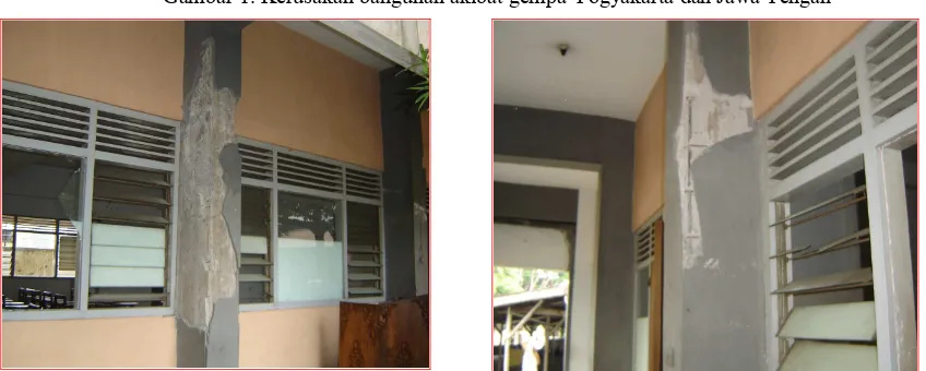 Gambar 1. Kerusakan bangunan akibat gempa Yogyakarta dan Jawa Tengah