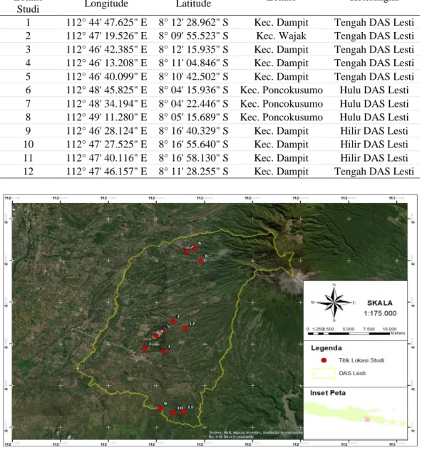 Tabel 1: Titik Koordinat  Titik   Lokasi   Studi  Koordinat  Lokasi  Keterangan Longitude Latitude 