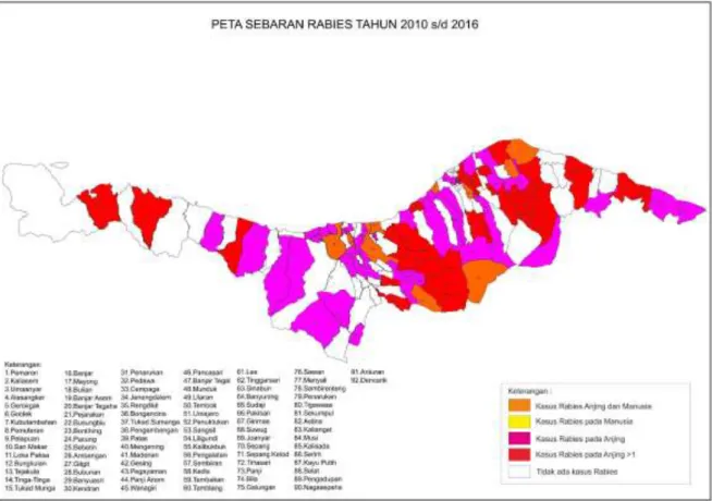 Gambar 2. Hasil kompilasi kasus rabies pada anjing dan manusia di Kabupaten Buleleng  Tahun 2010-2016 