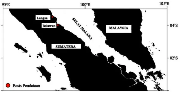 Gambar 1. Peta menunjukan lokasi pendaratan dan daerah penangkapan ikan tongkol komo.