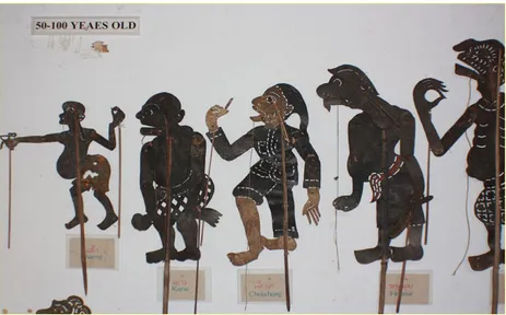 Figure 2.3: Nang Talung clowns figures from left the first one is Ai Theng 