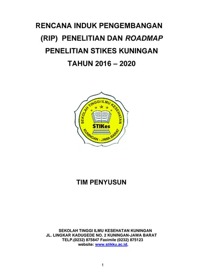 RENCANA INDUK PENGEMBANGAN (RIP) PENELITIAN DAN ROADMAP PENELITIAN ...