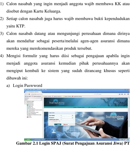 Gambar 2.1 Login SPAJ (Surat Pengajuan Asuransi Jiwa) PT  Asuransi Jiwa Syariah Bumiputera Medan 