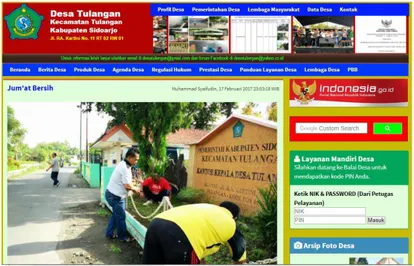 Gambar 2 Tampilan Website Sistem Informasi Desa Tulangan, Kecamatan  Tulangan, Kabupaten Sidoarjo (Sumber: 