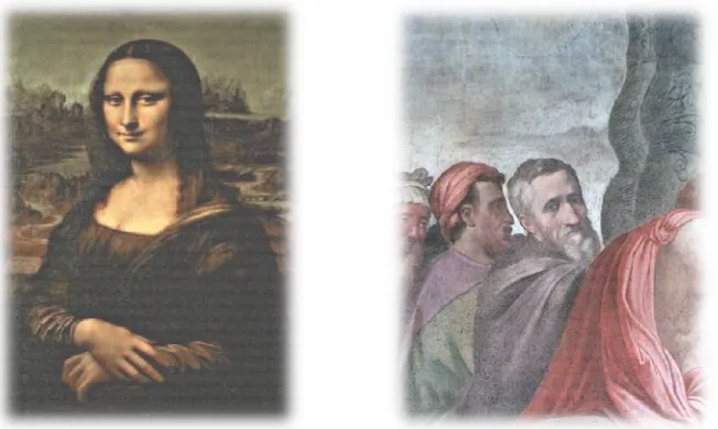 Gambar III.4. Lukisan Monalisa karya Leonardo da Vinci (kiri) dan Lukisan 