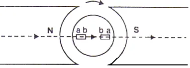 Gambar 3.2  Perputaran jangkar di dalam motor dua kutub 